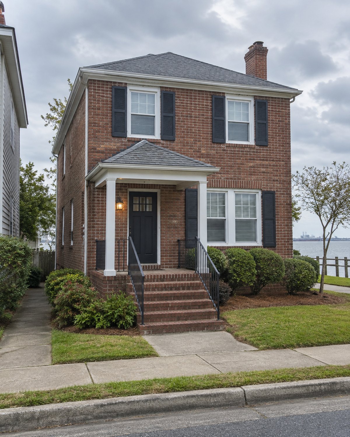 Modest brick house with front steps in Portsmouth